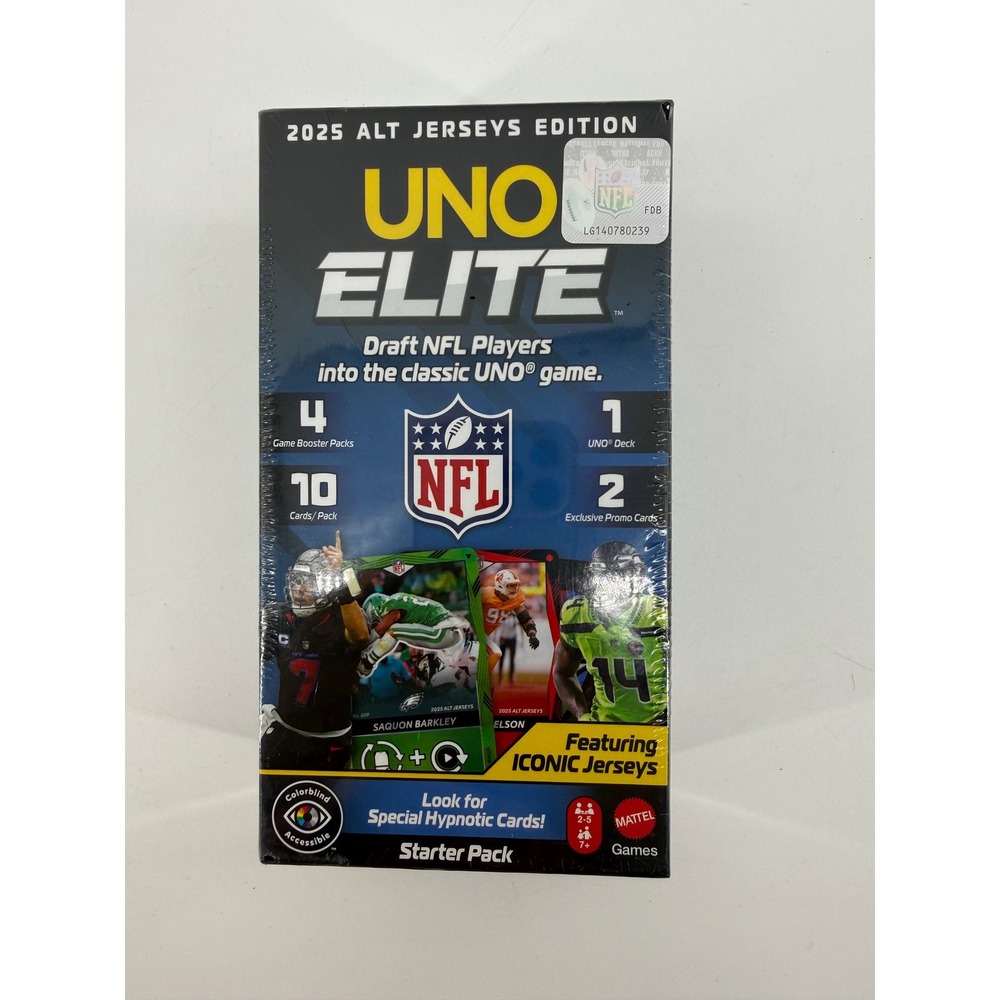 Mattel UNO Elite NFL 2025 Alt Jerseys Edition Starter Pack 154 Cards Sealed
